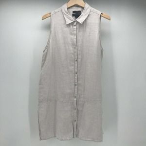 Tahari Sleeveless Button-Down Tunic - Light Gray